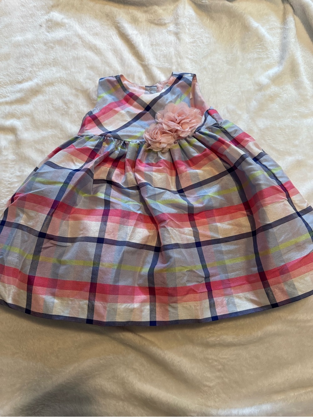 Gymboree Pink Plaid Floral Applique Party Dress